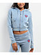 True Religion Big T Logo Blue Wash Crop Zip Hoodie - Thumbnail image 2 of 4