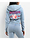 True Religion Big T Logo Blue Wash Crop Zip Hoodie - Thumbnail image 1 of 4