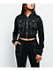 True Religion Big T Shrunken Black Crop Zip Hoodie - Thumbnail image 2 of 6