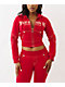 True Religion Big T Shrunken Trv Red Crop Zip Hoodie - Thumbnail image 1 of 6