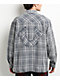 True Religion Bleached Horseshoe Plaid Cobalt Wash Flannel Shirt - Thumbnail image 2 of 5