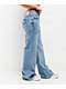True Religion Bobbi Crystal Cutout Big T Blue Baggy Jeans - Thumbnail image 7 of 9