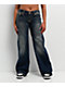 True Religion Bobbi Sparkle Glow Low Rise Super T Blue Baggy Jeans - Thumbnail image 1 of 7