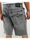 True Religion Bobby Frayed Hem Flap Grey Wash Baggy Shorts - Thumbnail image 3 of 5