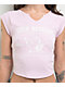 True Religion Buddha Logo Notch Rib Pink Crop T-Shirt - Thumbnail image 2 of 2