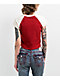 True Religion Buddha Logo Ringer Raglan Red Crop T-Shirt - Thumbnail image 2 of 3