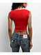 True Religion Buddha Patch V Notch Red Crop T-Shirt - Thumbnail image 2 of 3