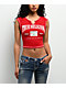 True Religion Buddha Patch V Notch Red Crop T-Shirt - Thumbnail image 1 of 3