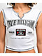True Religion Buddha Patch V Notch White Crop T-Shirt - Thumbnail image 3 of 4