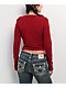 True Religion Buddha V Notch Biking Red Long Sleeve Crop T-Shirt - Thumbnail image 2 of 3