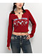 True Religion Buddha V Notch Biking Red Long Sleeve Crop T-Shirt - Thumbnail image 1 of 3