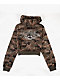 True Religion Camo Velour Shrunken Green Crop Zip Hoodie - Thumbnail image 1 of 2