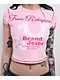 True Religion Cap Sleeve Pink Crop T-Shirt - Thumbnail image 3 of 4