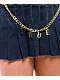 True Religion Chain Belt Dark Blue Pleated Mini Skirt - Thumbnail image 3 of 4