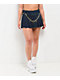 True Religion Chain Belt Dark Blue Pleated Mini Skirt - Thumbnail image 1 of 4