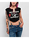 True Religion Contrast Buddha V Notch Black Crop T-Shirt - Thumbnail image 1 of 3