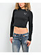 True Religion Crystal Buddha No.1 Black Long Sleeve Crop T-Shirt - Thumbnail image 2 of 4