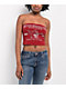 True Religion Crystal Buddha Red Tube Top - Thumbnail image 1 of 2
