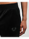 True Religion Crystal Horseshoe Black Straight Leg Velour Pants - Thumbnail image 3 of 6
