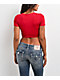 True Religion Crystal Horseshoe Spicy Red Crop T-Shirt - Thumbnail image 2 of 4