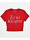 True Religion Crystal Logo Red Crop T-Shirt - Thumbnail image 4 of 4
