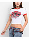 True Religion Crystal Logo White & Red Ringer Crop T-Shirt - Thumbnail image 1 of 3