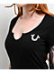 True Religion Crystal Metallic Buddha Notch Black T-Shirt - Thumbnail image 4 of 5