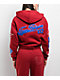 True Religion Crystal Patch Varsity Red Dahlia Crop Zip Hoodie - Thumbnail image 2 of 9