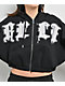 True Religion Crystal Patched Up Black Crop Zip Hoodie - Thumbnail image 3 of 5