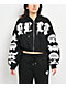 True Religion Crystal Patched Up Black Crop Zip Hoodie - Thumbnail image 1 of 5