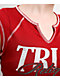 True Religion Crystal Ribbed V Notch Red Crop T-Shirt - Thumbnail image 4 of 4