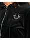 True Religion Crystal Shrunken Black Velour Zip Hoodie - Thumbnail image 3 of 4