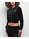 True Religion Crystal Shrunken Black Velour Zip Hoodie - Thumbnail image 2 of 4