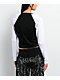 True Religion Crystal V Notch Black & White Raglan Long Sleeve Crop T-Shirt - Thumbnail image 2 of 4