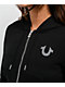 True Religion Crystal Wing Black Shrunken Zip Hoodie - Thumbnail image 2 of 2