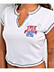 True Religion Crystal Wing Ribbed V Notch White Crop T-Shirt - Thumbnail image 3 of 4