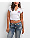 True Religion Crystal Wing Ribbed V Notch White Crop T-Shirt - Thumbnail image 2 of 4
