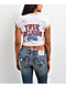True Religion Crystal Wing Ribbed V Notch White Crop T-Shirt - Thumbnail image 1 of 4