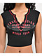 True Religion Crystal Wing V Notch Black Crop T-Shirt - Thumbnail image 3 of 4
