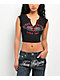 True Religion Crystal Wing V Notch Black Crop T-Shirt - Thumbnail image 1 of 4