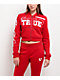 True Religion Embroidered Shrunken Red Crop Zip Hoodie - Thumbnail image 2 of 7