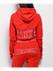 True Religion Embroidered Terry V Notch Scarlet Hoodie - Thumbnail image 1 of 4