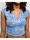 True Religion Endless Sky V Notch Ribbed Blue T-Shirt - Thumbnail image 3 of 4