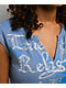 True Religion Endless Sky V Notch Ribbed Blue T-Shirt - Thumbnail image 4 of 4