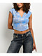 True Religion Endless Sky V Notch Ribbed Blue T-Shirt - Thumbnail image 1 of 4
