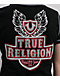 True Religion Flatlock Winged Crystal Logo Black Crop T-Shirt - Thumbnail image 3 of 4
