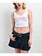 True Religion Glitter Flocked TR Logo White Crop Tank Top - Thumbnail image 1 of 3