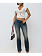 True Religion Heritage Ribbed V Notch Beige Crop T-Shirt - Thumbnail image 3 of 3