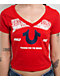True Religion Horseshoe V-Neck Scarlet Crop T-Shirt - Thumbnail image 4 of 4