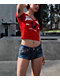 True Religion Horseshoe V-Neck Scarlet Crop T-Shirt - Thumbnail image 3 of 4